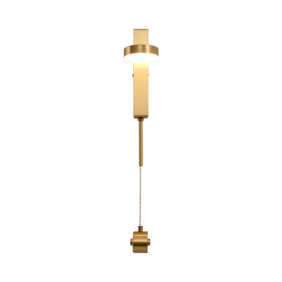 Brass Circular Wall Lamp Modernism 1 Bulb Metal Sconce Light Fixture in White/Warm Light