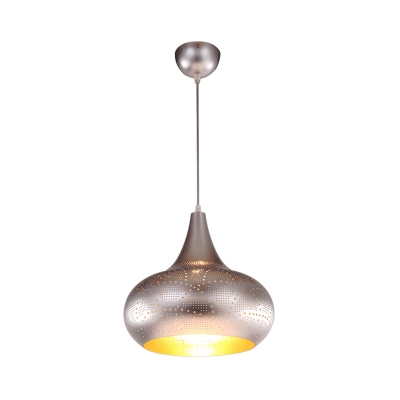 Gourd Living Room Hanging Light Art Deco Metal 1 Head Brass/Bronze/Silver Pendant Lighting Fixture
