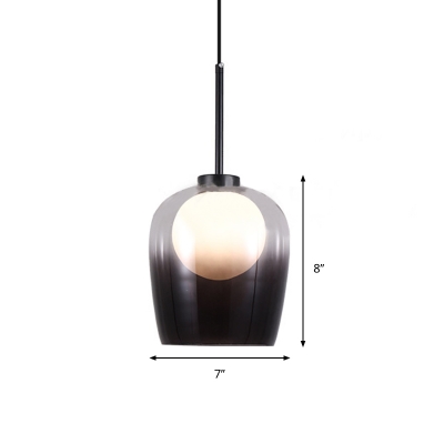 Jar Living Room Pendant Lighting Smoked Glass 1 Bulb Modernist Ceiling Suspension Lamp