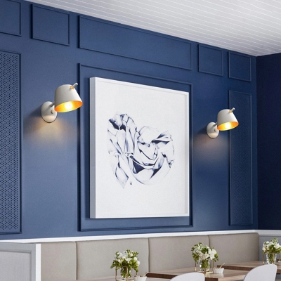 1 Bulb Balcony Sconce Macaron White/Blue/Black Wall Mounted Light Fixture with Wide Flare Metal Shade