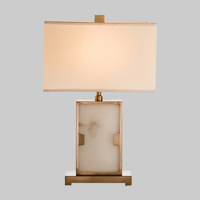1 Bulb Dining Room Desk Light Modernism Gold Task Lighting with Rectangular Fabric Shade