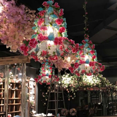 1-Bulb Metal Hanging Light Fixture Industrial Pink/Light Pink Rose/Cherry Blossom Restaurant LED Down Lighting