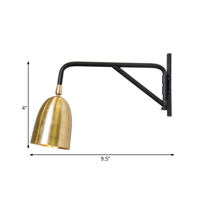 1 Head Trumpet Sconce Modernism Metal Wall Mount Lighting in Gold with Swing Arm