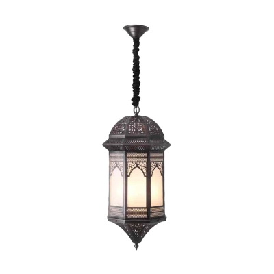 Bronze Lantern Pendant Lamp Decorative Metal 1 Head Dining Room Suspended Lighting Fixture