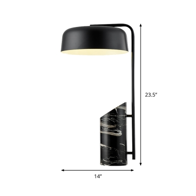 Contemporary 1 Bulb Desk Lamp Black Cylinder Reading Book Light with Metal Shade