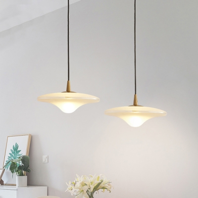Contemporary Flared Pendant Lighting White Glass 1 Bulb Dining Room Ceiling Hanging Light