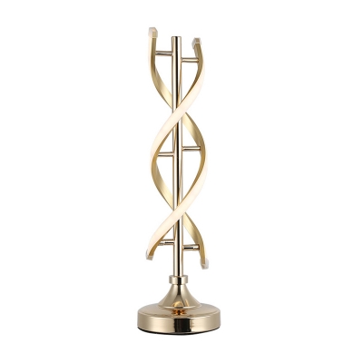 Contemporary LED Small Desk Lamp Gold Spiral Task Lighting with Acrylic Shade in White/Warm Light