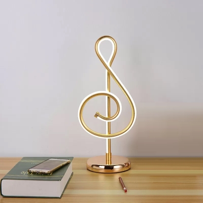 Gold Note Task Lighting Modern LED Acrylic Nightstand Lamp with Circle Metal Base in White/Warm Light