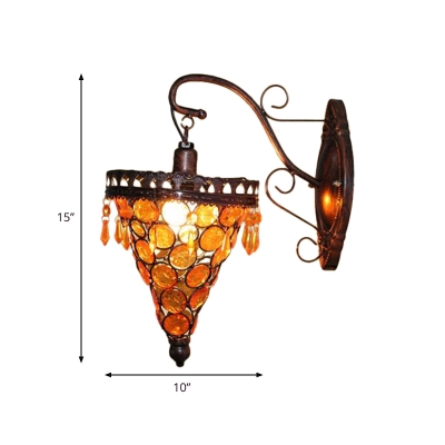 Metal Conical Sconce Light Vintage 1 Head Wall Mounted Lighting in Blue/Orange/Purple for Bedroom