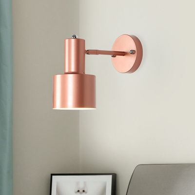 Metal Cylinder Wall Lamp Modernist 1 Head Rose Gold/Gold Sconce Light Fixture with Rotating Node