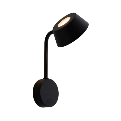Metal Flared Wall Lamp Modernist LED Sconce Light Fixture in Black with Swing Arm