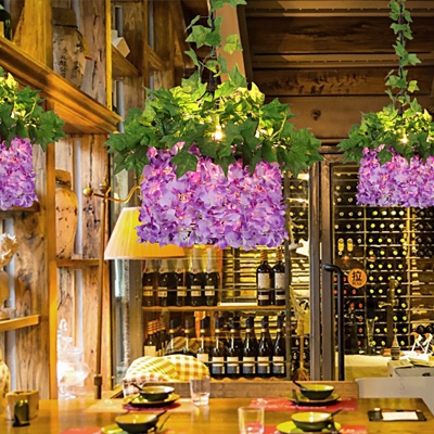 Metal Purple and Pink Chandelier House 12 Bulbs Vintage Drop Pendant for Restaurant