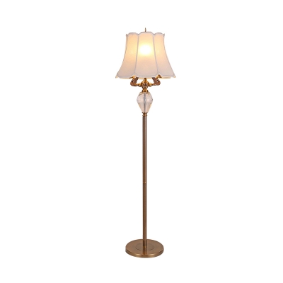 White 3 Bulbs Standing Light Antique K9 Crystal Paneled Bell Floor Lamp for Living Room