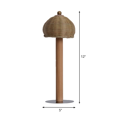 1 Head Bedroom Desk Light Chinese Wood Task Lighting with Handcrafted Bamboo Shade