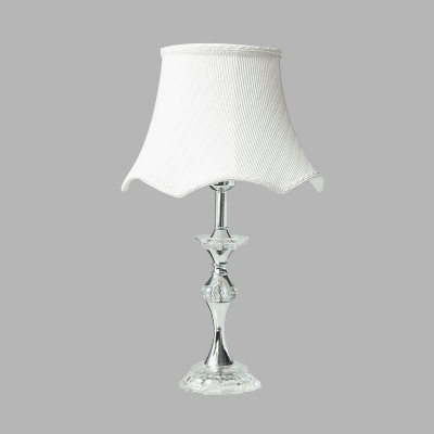 1 Head Candlestick Table Lamp Traditional Clear Crystal Nightstand Light with White Fabric Shade