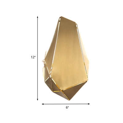 1 Head Dining Room Sconce Modern Gold Wall Mount Light Fixture with Geometric Metal Shade