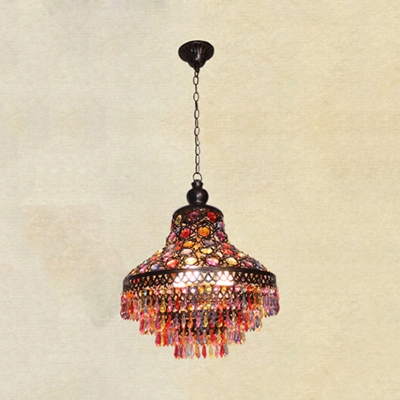 Art Deco Teardrop Chandelier Light 3 Bulbs Metal Ceiling Lamp in Bronze for Hallway