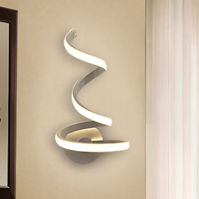 Contemporary LED Sconce White Spiral Wall Mounted Light Fixture with Acrylic Shade