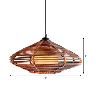 Japanese 1 Head Hanging Light Brown Jar Ceiling Suspension Lamp with Bamboo Shade