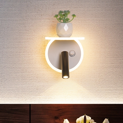 LED Acrylic Sconce Lighting Fixture Simple White Round/Square Bedroom Plant Wall Mount Light in Warm/White Light
