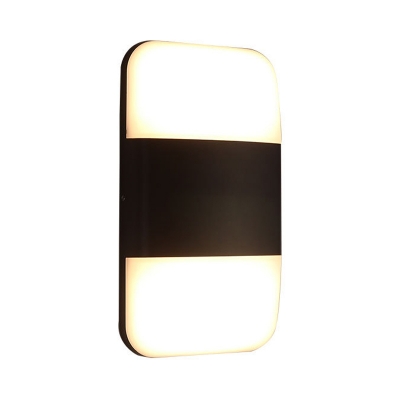Modern Rectangle Wall Lamp Metal LED Sconce Light Fixture in Black with Acrylic Shade, White/Warm Light