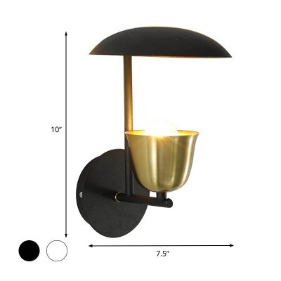 Trumpet Wall Lighting Modernist Metal 1 Bulb Sconce Light Fixture in Black and Gold/White and Gold