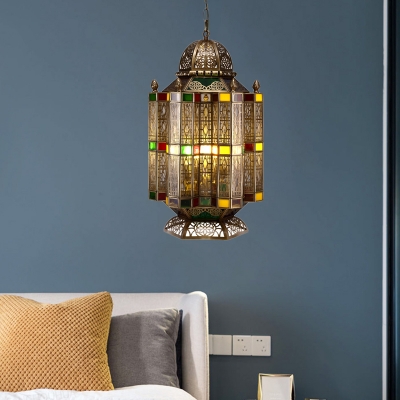 4 Lights Metal Chandelier Lighting Art Deco Brass Castle Shaped Dining Room Hanging Lamp Fixture