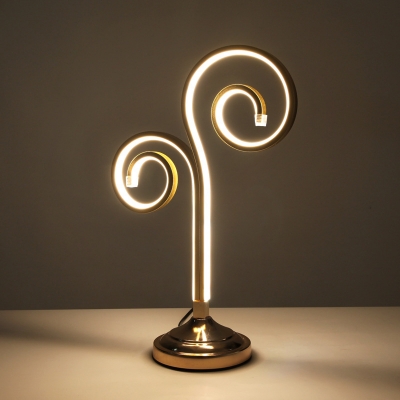 Acrylic Curvy Task Lighting Modern LED Gold Night Table Lamp in White/Warm Light for Bedroom