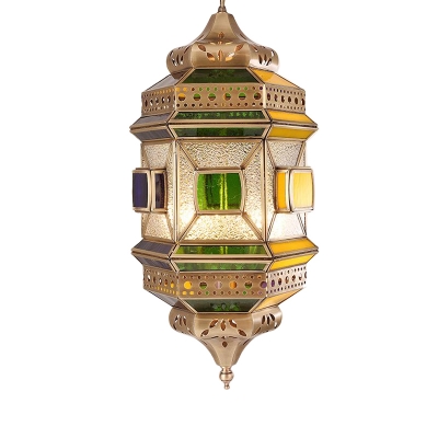 Antique Lantern Pendant Chandelier Metal 4 Heads Ceiling Suspension Lamp in Brass