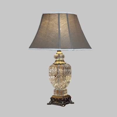 Brown 1 Bulb Night Light Traditional Hand-Cut Crystal Urn Table Lamp with Carved Base for Bedroom