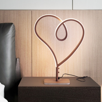Contemporary LED Task Lighting Coffee Heart Night Table Lamp with Acrylic Shade, White/Warm Light
