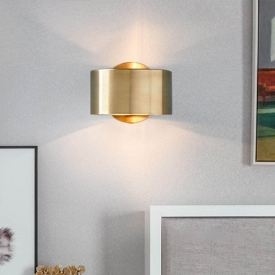 Drum Sconce Light Modernist Metal 1 Head Gold Wall Lighting Fixture for Living Room