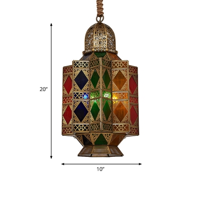 Metal Brass Pendant Chandelier Carved 3 Heads Traditionary Ceiling Suspension Lamp