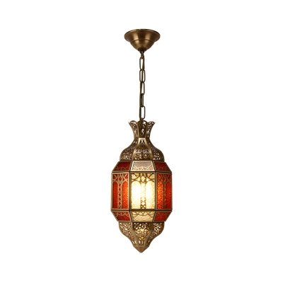 Metal Vase Pendant Lighting Vintage 1 Bulb Restaurant Hanging Ceiling Lamp in Brass