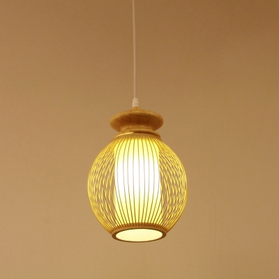 Urn Hanging Lamp Asian Bamboo 1 Head 9