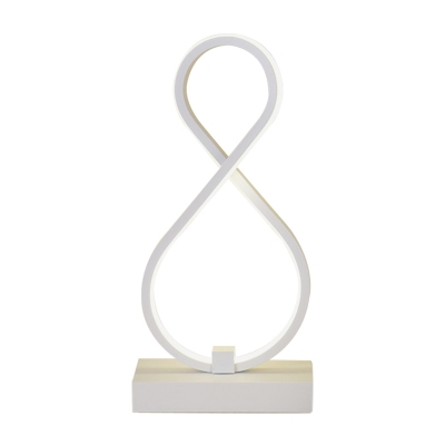 White Bent Desk Light Contemporary LED Acrylic Task Lighting with Rectangle Metal Base