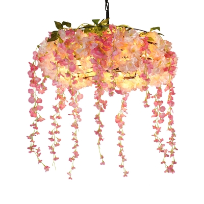 Bloom Restaurant Chandelier Light Industrial Metal 5 Bulbs Pink Pendant Lighting Fixture