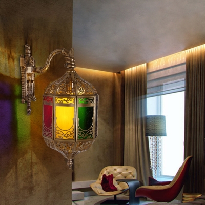 Brass Lantern Wall Lighting Art Deco Metal 1 Bulb Restaurant Sconce Light Fixture