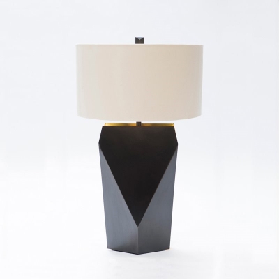 Contemporary 1 Bulb Desk Light Black Cylindrical Task Lighting with Fabric Shade