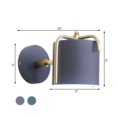 Contemporary Tube Wall Lamp Metal 1 Bulb Sconce Light Fixture in Grey/Green for Living Room