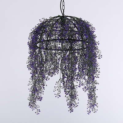 Blossom Restaurant Ceiling Lamp Industrial Metal 1 Head Purple LED Suspension Light