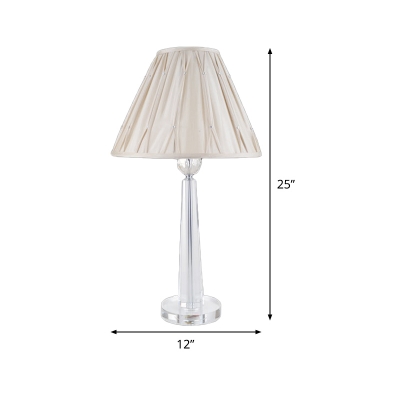 1 Bulb Dining Room Table Lamp Modernist Beige Desk Light with Conical Fabric Shade