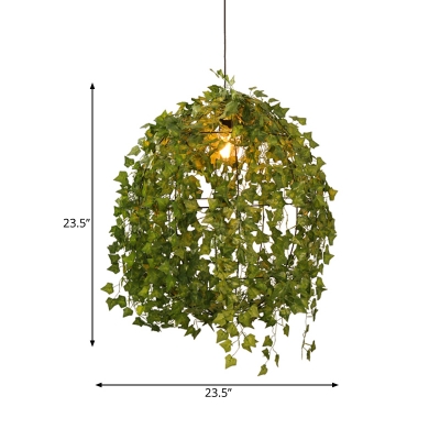 1-Head Drop Pendant Industrial Spherical Metal LED Down Lighting in Green, 12