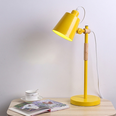 Bell Table Lamp Contemporary Metal 1 Head Yellow/Black/White Reading Book Light for Bedroom