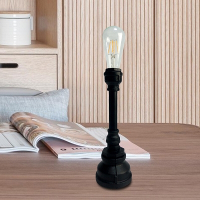 Black/Rust Finish1-Bulb Task Light Vintage Iron Water Pipe Plug In Night Table Lamp for Bar