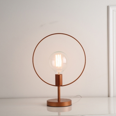 Circle Desk Lamp Modernist Metal 1 Bulb Reading Book Light in Burgundy for Study