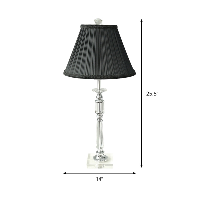 Conical Task Lighting Contemporary Fabric 1 Bulb Reading Lamp in Black for Bedroom