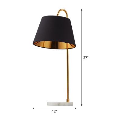 Contemporary 1 Head Task Lighting Black Tapered Reading Book Light with Fabric Shade