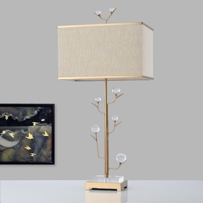 Fabric Rectangle Task Lighting Contemporary 1 Bulb Small Desk Lamp in Gold for Study