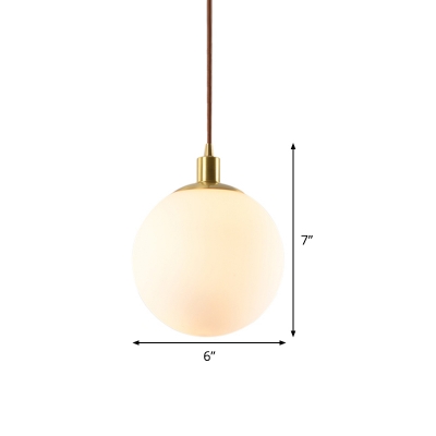 Global Pendant Light Fixture Modern White Glass 1 Light Kitchen Suspension Lamp, 6